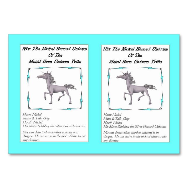 Nix The Nickel-Horned Unicorn Trading Card (Front)