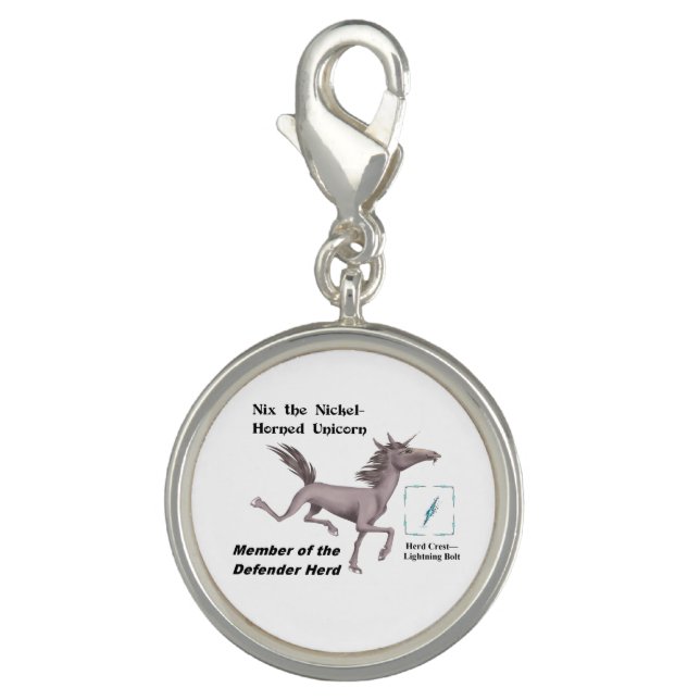 Nix with Herd Info - Round Silver Plated Charm (Front)