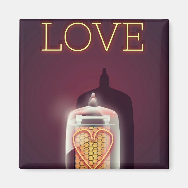 Nixie Tube 'Love' vintage poster Magnet (Front)