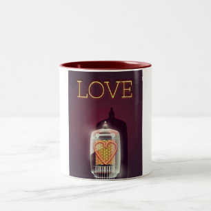 Nixie Tube 'Love' vintage poster Two-Tone Coffee Mug