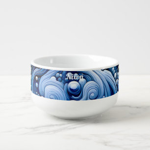 ~ NIXON ~ 3D Blue Aqua Pink and Indigo WOW!  Soup Mug