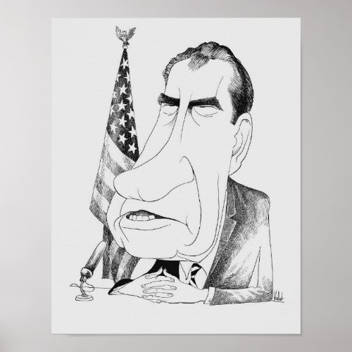 Nixon Caricature _ Edmund Valtman _ Circa 1970 Poster