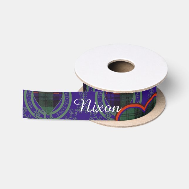 Nixon family clan Plaid Scottish kilt tartan Satin Ribbon (Spool)