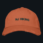 NJ Hiking Distressed Cap<br><div class="desc">Be visible when hiking during hiking season! Bright orange canvas cap features a worn and distressed style,  or you an choose other styles and colors.</div>