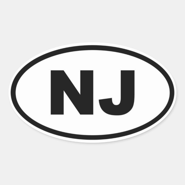 NJ New Jersey Oval Sticker (Front)