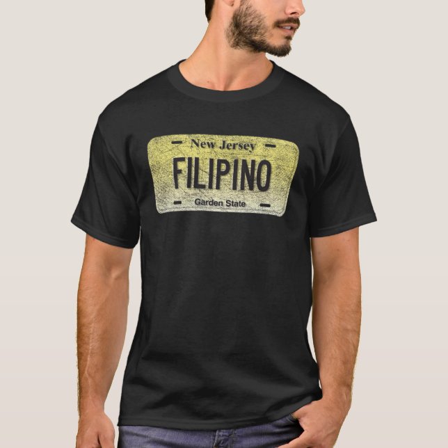 NJ State Vanity License Plate FILIPINO T-Shirt (Front)