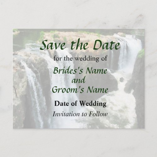 NJ _ Waterfall Paterson NJ Save the Date Announcement Postcard
