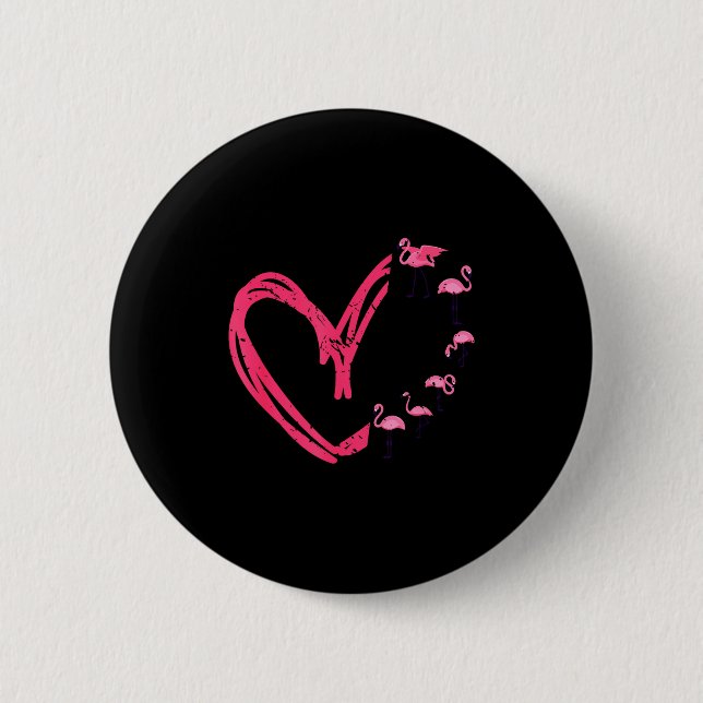 Nk Animal Valentines Day Gift Flamingo  Button (Front)