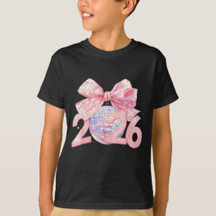 Nk Bow Coquette Disco Ball Happy New Year 2026 T-Shirt