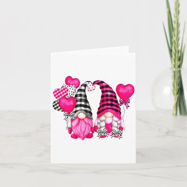 Nk Buffalo Plaid And Heart Balloons Valentines D  Card (Front)
