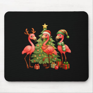 Nk Christmas Flamingos _ Cute Holiday Tree &amp; D Mouse Pad