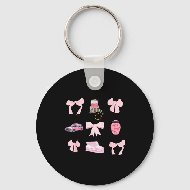 Nk Coquette Bow Funeral Director Mortician Mortuar Keychain (Front)