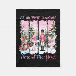 Nk Coquette Bow Nutcracker Friends Snow Globe Chri Fleece Blanket