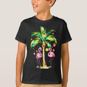 Nk Flamingo Christmas Palm Tree Trocal Xmas Holida T-Shirt