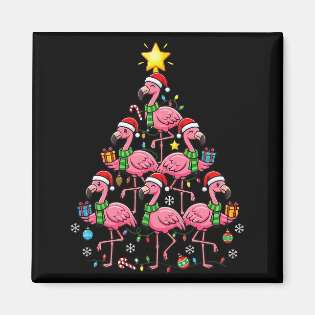 Nk Flamingo Christmas Tree Santa Flamingo Holiday  Magnet (Front)