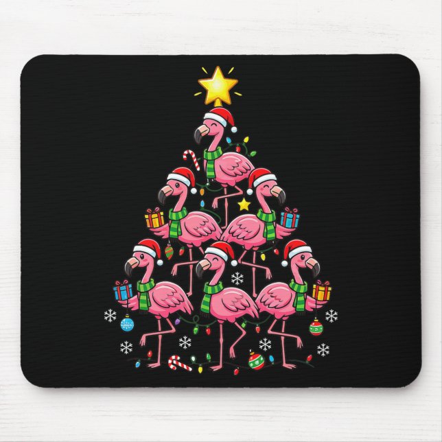 Nk Flamingo Christmas Tree Santa Flamingo Holiday  Mouse Pad (Front)