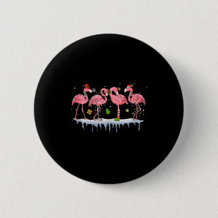 Nk Flamingo Hat Santa Merry Christmas Lights Women Button