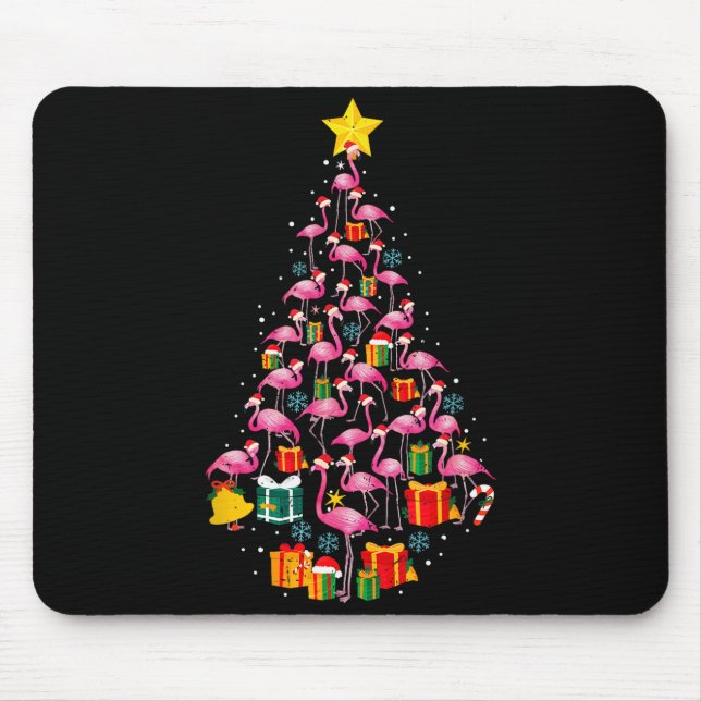 Nk Flamingo Santa Merry Christmas Tree Lights Wome Mouse Pad (Front)