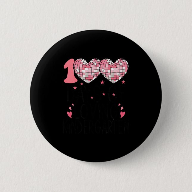 Nk Heart Kindergarten Valentine 100 Days For Girl  Button (Front)