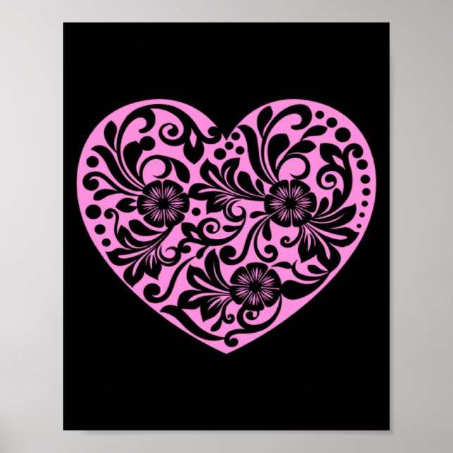 Nk Heart With Flowers Cut Out Cute Valentine Fav  Poster (Front)