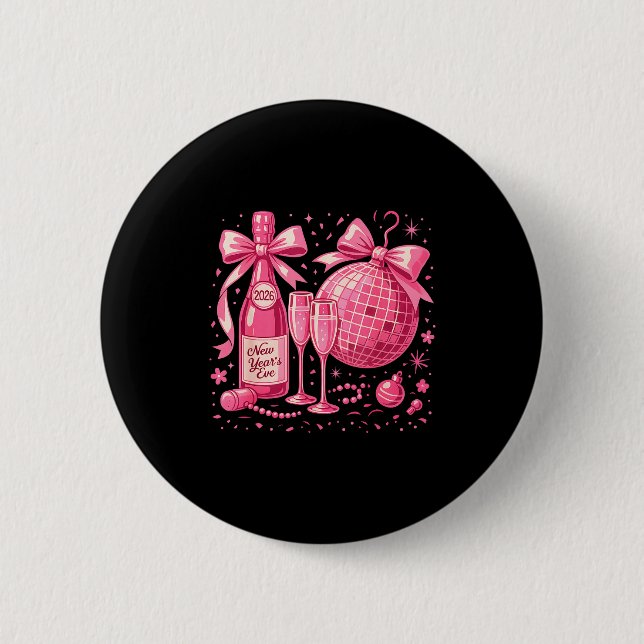 Nk New Year's Eve 2026 Disco Champagne Party  Button (Front)