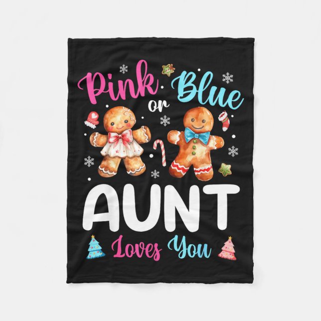 Nk Or Blue Aunt Loves You Gender Reveal Christmas  Fleece Blanket (Front)
