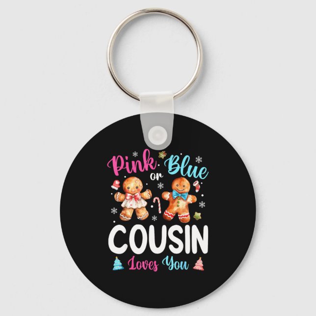 Nk Or Blue Cousin Loves You Gender Reveal Christma Keychain (Front)
