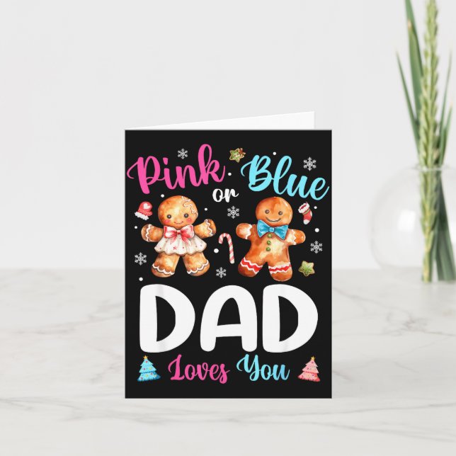 Nk Or Blue Dad Loves You Gender Reveal Christmas  Card (Front)