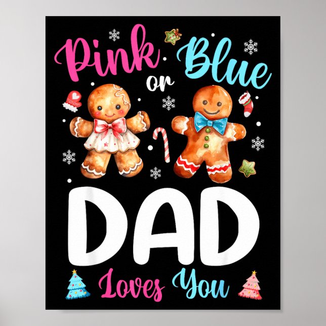Nk Or Blue Dad Loves You Gender Reveal Christmas  Poster (Front)