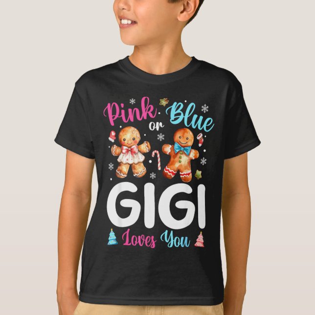 Nk Or Blue Gigi Loves You Gender Reveal Christmas  T-Shirt (Front)