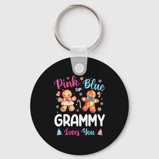 Nk Or Blue Grammy Loves You Gender Reveal Christma Keychain (Front)