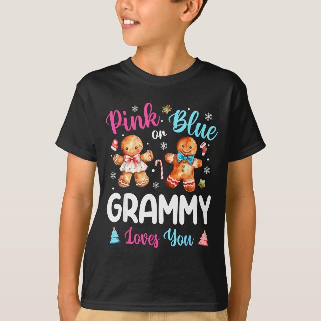 Nk Or Blue Grammy Loves You Gender Reveal Christma T-Shirt (Front)