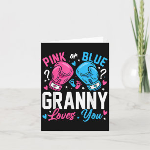 Nk Or Blue Granny Loves You Boxing Gender Reveal Card