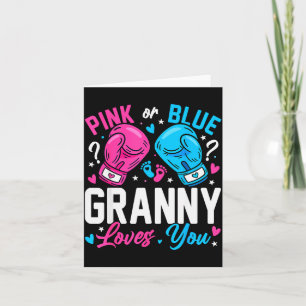 Nk Or Blue Granny Loves You Boxing Gender Reveal Card
