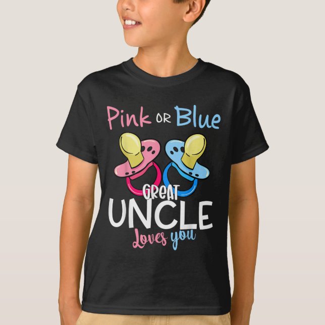 Nk Or Blue Great Uncle Loves You Gender Reveal Chr T-Shirt (Front)
