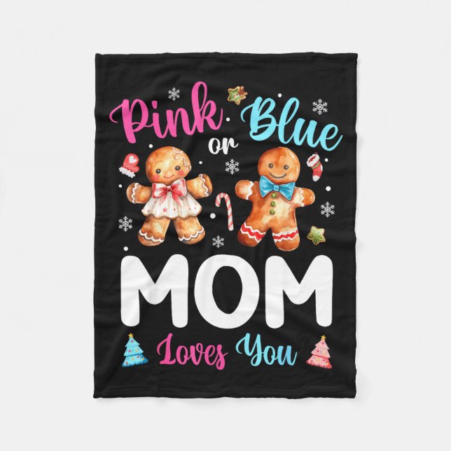 Nk Or Blue Mom Loves You Gender Reveal Christmas  Fleece Blanket (Front)