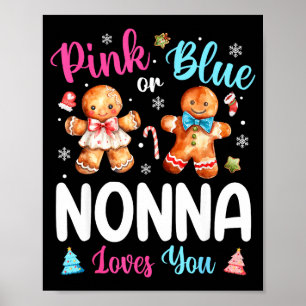 Nk Or Blue Nonna Loves You Gender Reveal Christmas Poster