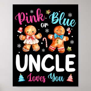 Nk Or Blue Uncle Loves You Gender Reveal Christmas Poster