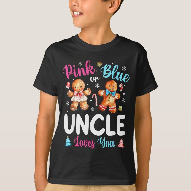 Nk Or Blue Uncle Loves You Gender Reveal Christmas T-Shirt (Front)