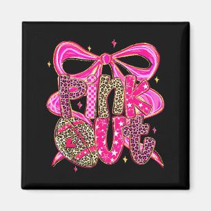 Nk Out Breast Cancer Football Coquette Bow Mom Gir Magnet