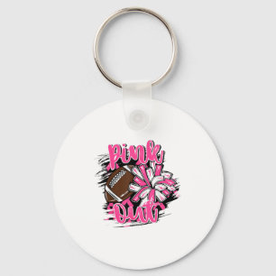 Nk Out Football Breast Cancer Awareness Cheer Mom Keychain