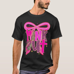 Nk Out Leopard Football Bow Breast Cancer Awarenes T-Shirt