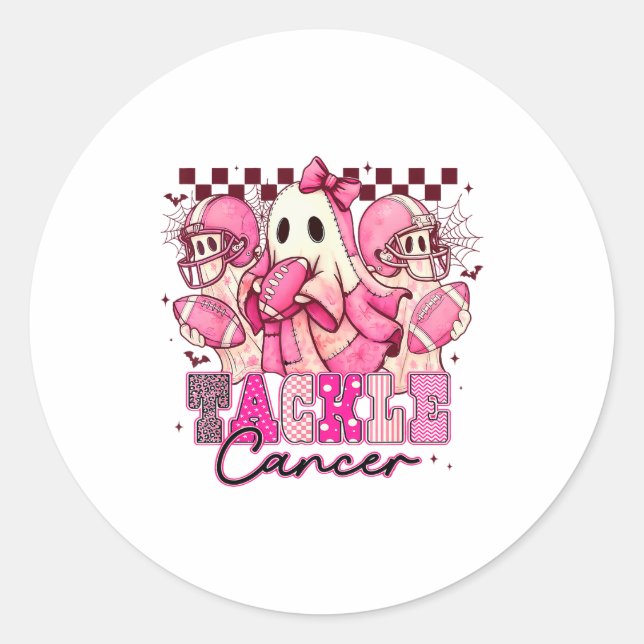 Nk Out Tackle Breast Cancer Awareness Football Gho Classic Round Sticker (Front)