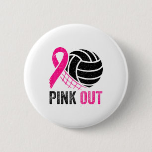 Nk Out Volleyball Breast Cancer Awareness Nk Ribbo Button