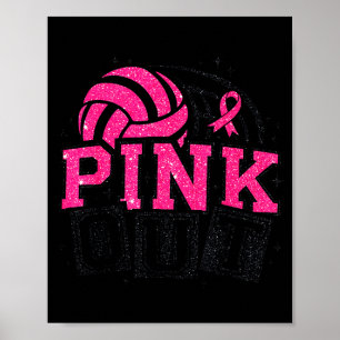 Nk Out Volleyball Breast Cancer Awareness Suprt Ri Poster