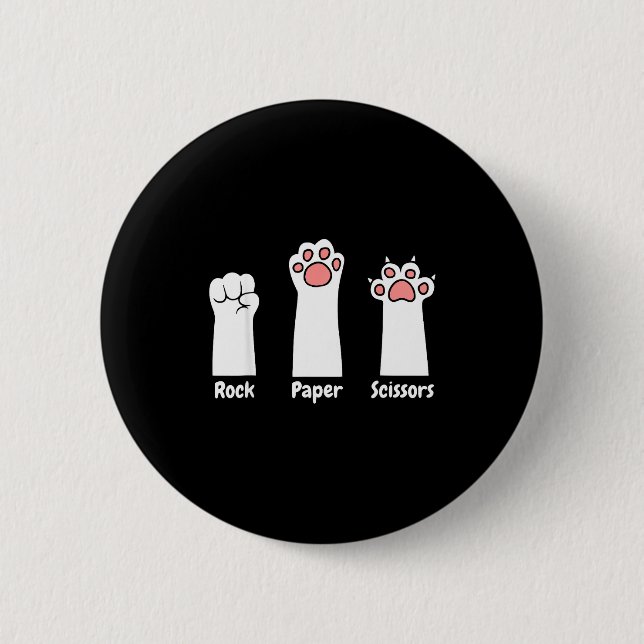 Nk Paw Prints Pet Lover Rock Paper Scissors Hand G Button (Front)