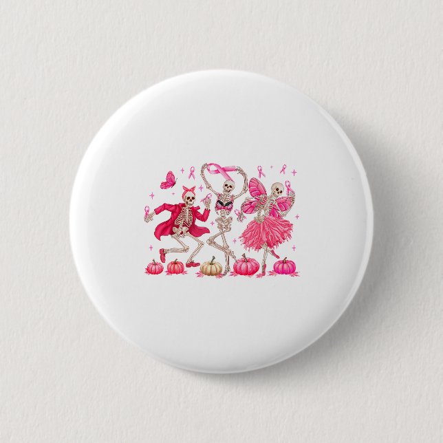 Nk Ribbon Breast Cancer Awareness Skeleton Women M Button (Front)