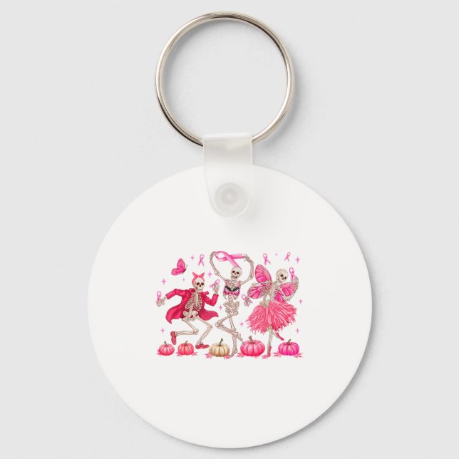 Nk Ribbon Breast Cancer Awareness Skeleton Women M Keychain (Front)
