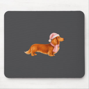 Nk Santa Red Long Haired Dachshund Christmas  Mouse Pad