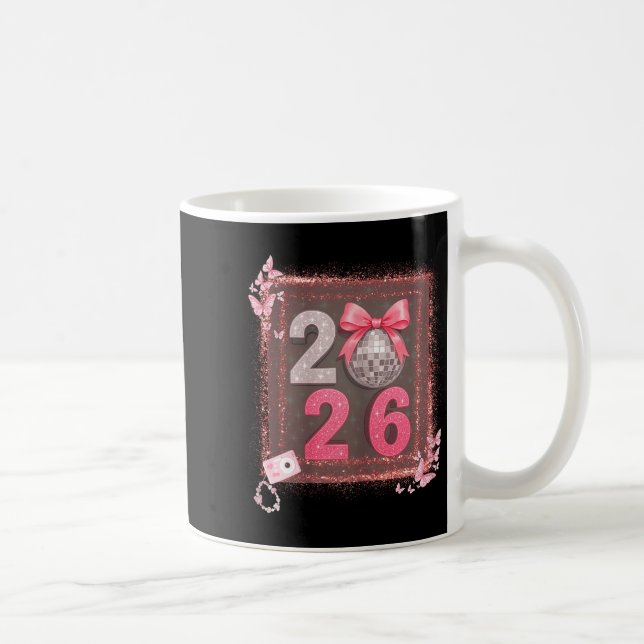 Nk Sparkle Disco Bow 2026 Coquette Happy New Year  Coffee Mug (Right)